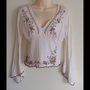 Gorgeous White V-Neck Top with Bell Sleeves